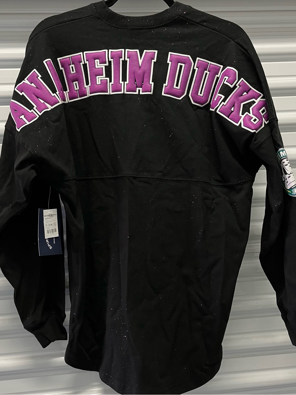 Spirit Anaheim Ducks Black Long Sleeve Tee with Purple Lettering